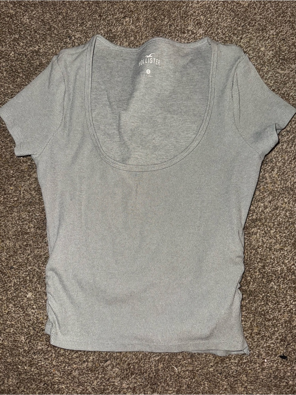 Hollister Women's Scoop Neck Short Sleeve Top - Gray